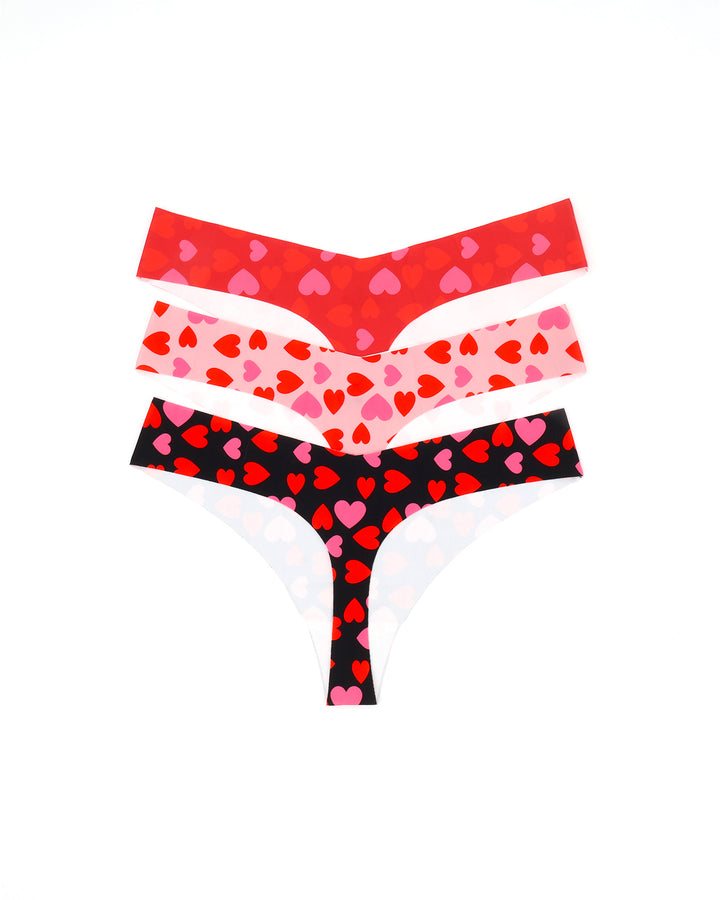 Pack de 3 strings invisibles sans couture – Motif ❤️