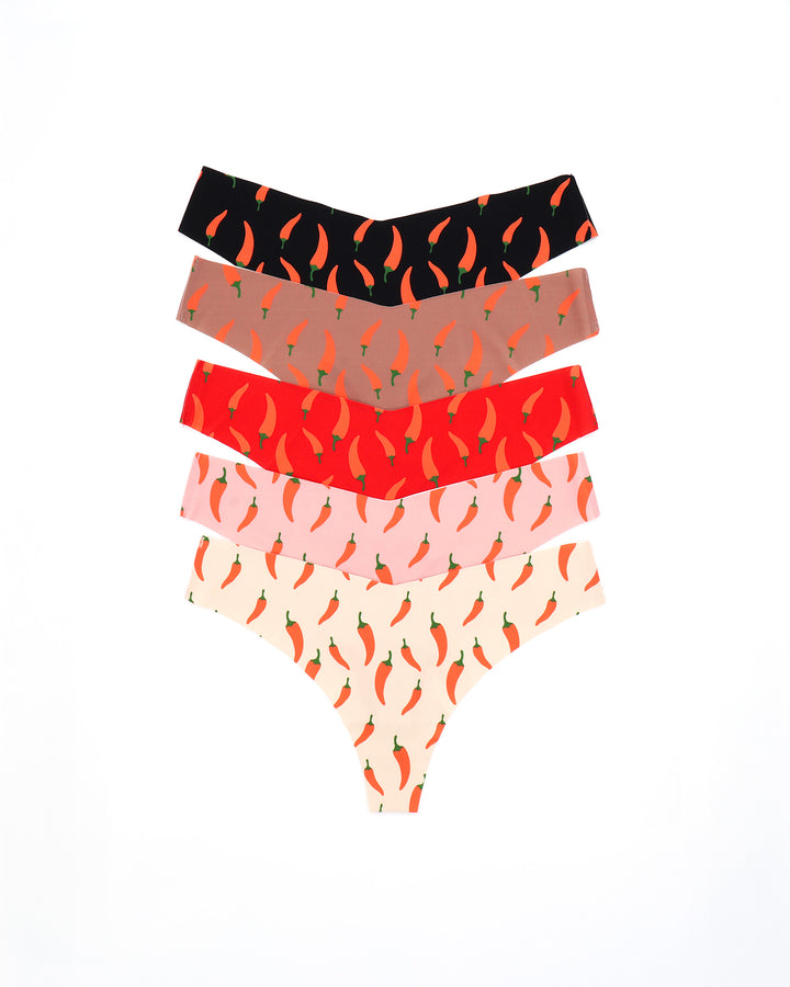 Pack de 5 strings invisibles sans couture – Motif 🌶️