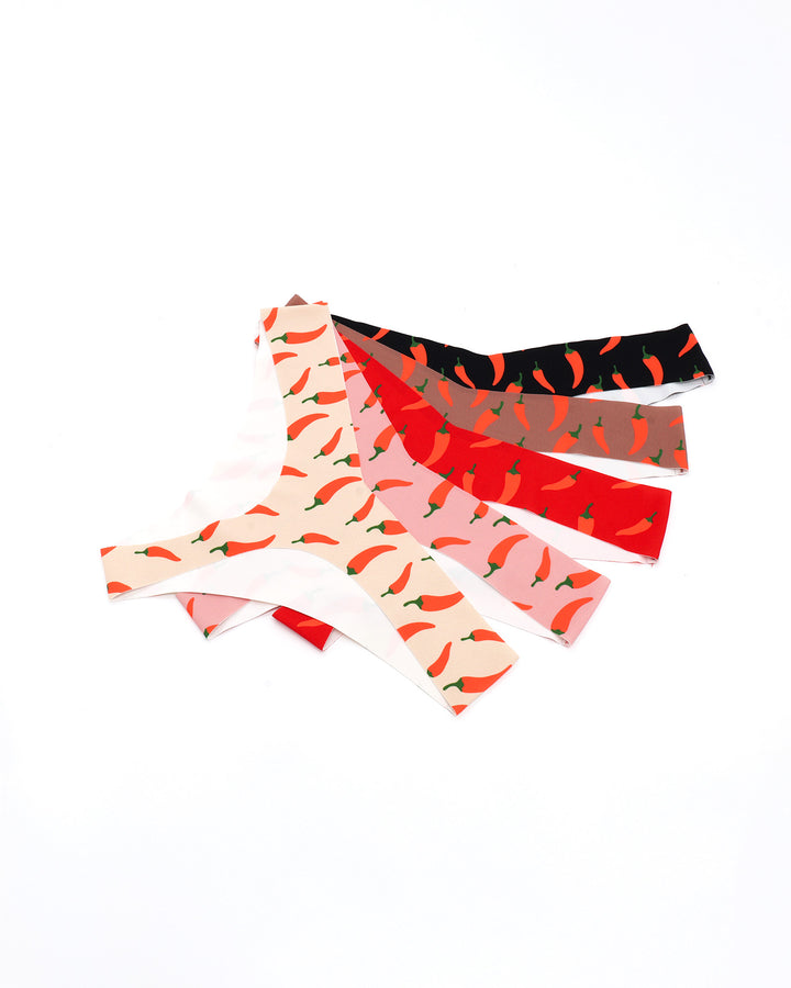 Pack de 5 strings invisibles sans couture – Motif 🌶️